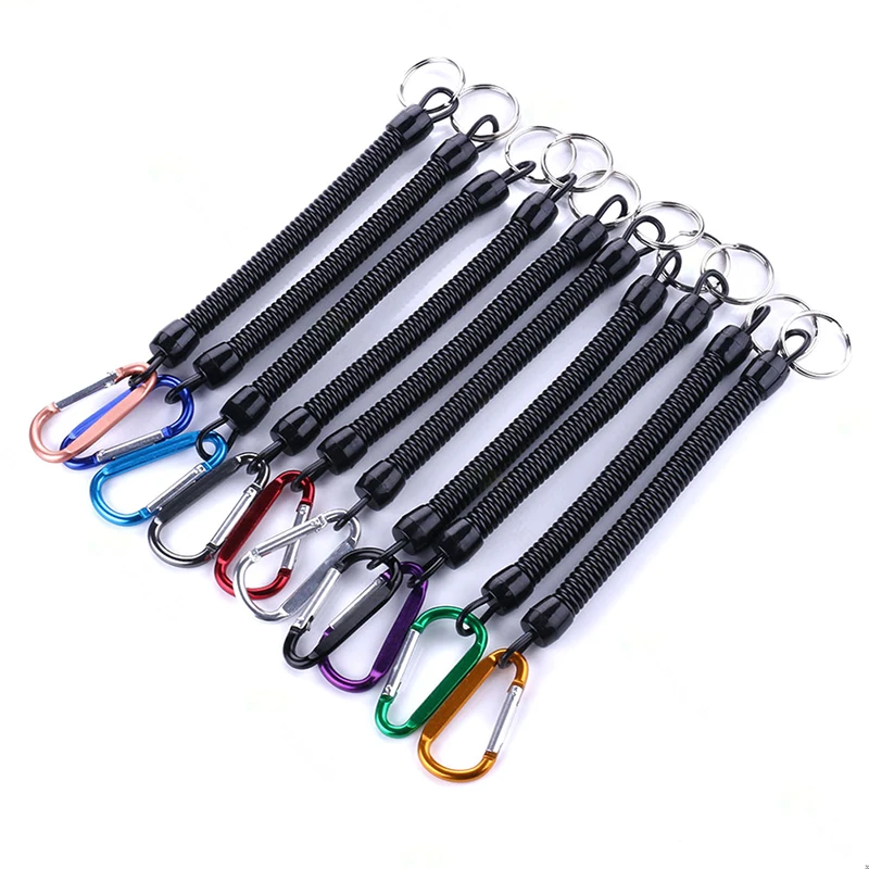 

1PC Tactical Retractable Spring Elastic Rope Buckle Outdoor Climbing Anti-lost Phone Keychain Fishing Lanyard Tool