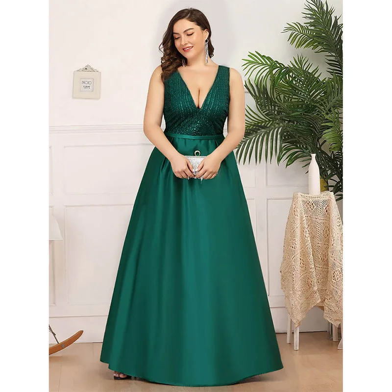 MK1581-Solid color sequined gorgeous evening dress