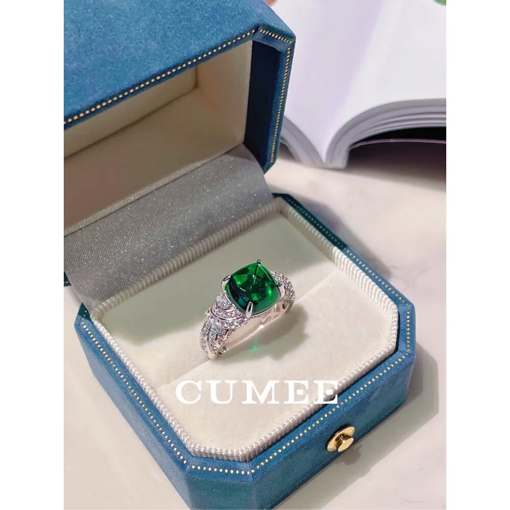 CUMEE 여성용 맞춤형 에메랄드 타워 반지,  반지, 금도금 약혼 약속 반지, 패션