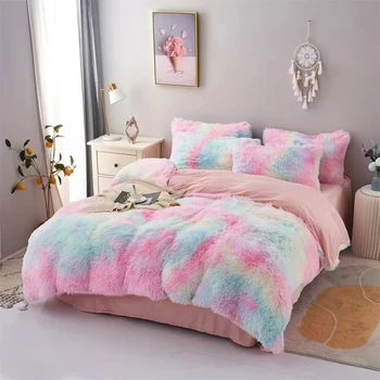 Warm and Cozy Plush Three-Piece Bedding Set with Duvet Cover and Pillowcase, Skin-friendly Fabric  Single and Double Beds, Ul