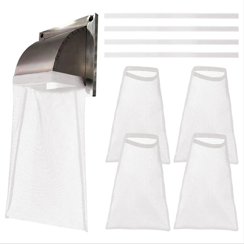 4Pack Dryer Vent Lint Bags Lint Traps Dust Bag For Outdoor Dryer Vents Capturing And Dust White
