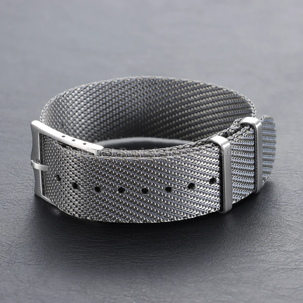 Nylon Canvas Striped Braided Watch Strap - Military Sport Style, 20mm & 22mm