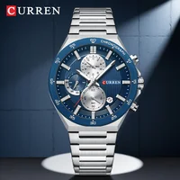 CURREN Men's Chronograph Watch with Stainless Steel Band Modern Luxury Quartz Wristwatch with Luminous Executive Sport Style