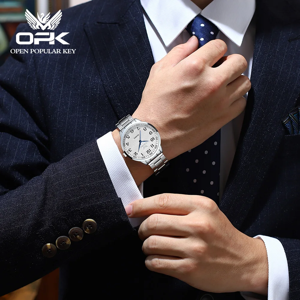 OPK Quartz Men's Watch Waterproof Stainless Steel Fashion Watch Original Classic Digital Watch Business Casual Men's Watch 4