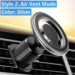 Magnetic Car Phone Holder & Air Vent Mount - Universal GPS and Cellphone Support (Air Vent Silver)