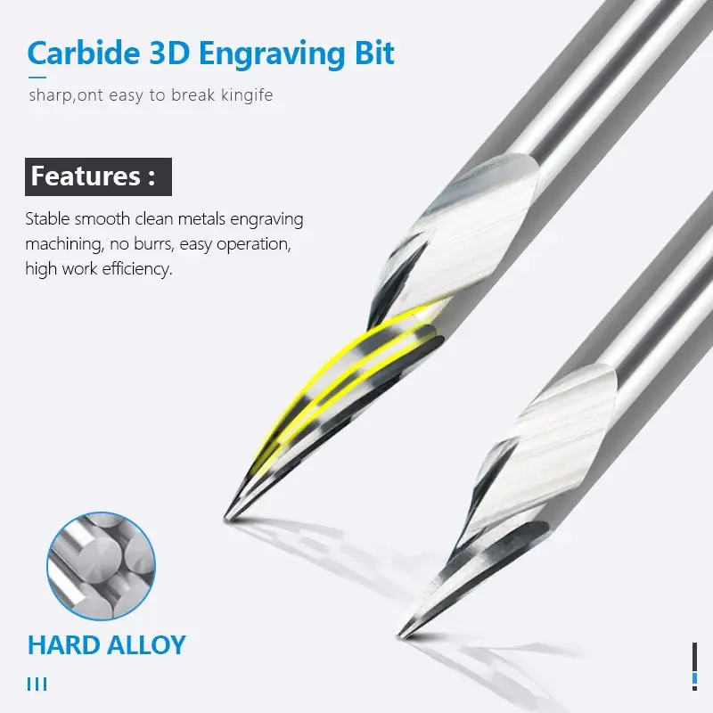 PCB Engraving Bit 3.175mm Shank V Shape Carving Bits 10-90 Degrees Carbide CNC Router Bit Tipped 0.1 0.2 0.3mm 3D Milling Cutter image 5