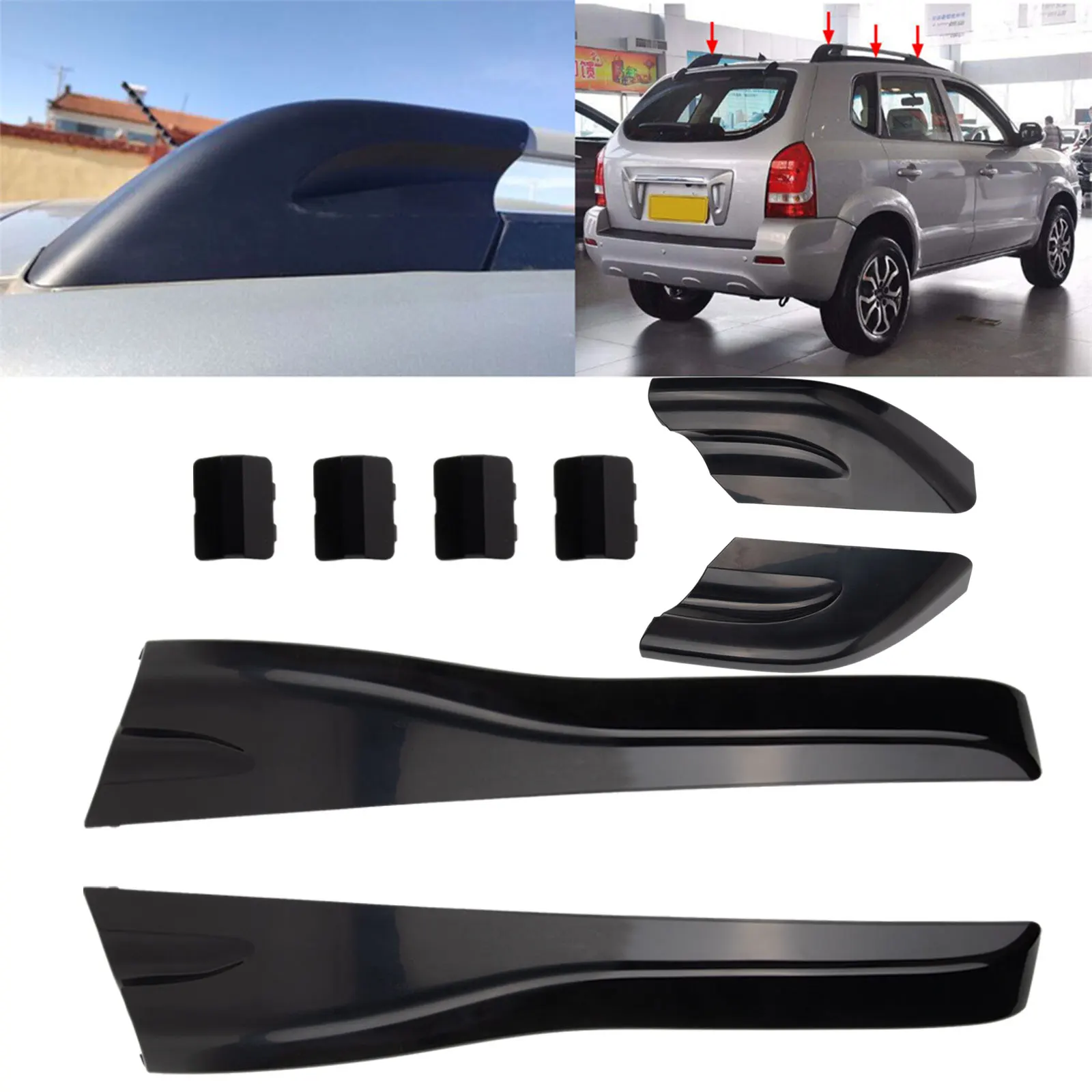 

Personalize Your For Hyundai Tucson 2004 2008 with Black Roof Rack End Protective Cover Shells Premium Craftsmanship!