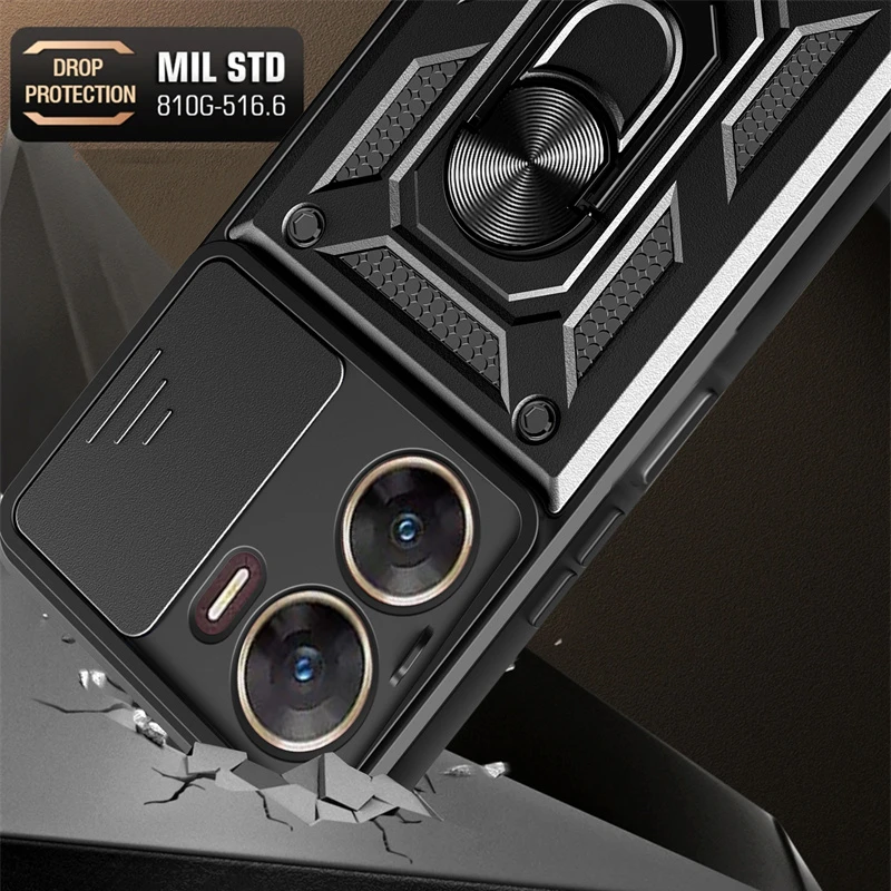 Durable Armor Phone Case with Lens Protection & Ring Holder