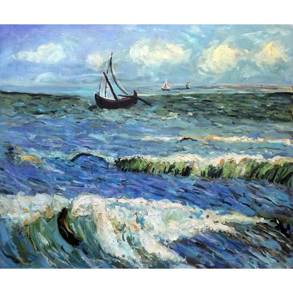 Vincent Van Gogh schilderijen op Canvas Zeegezicht saintes maries  handgeschilderde wall art decor Hoge kwaliteit|van gogh painting|paintings  on canvasvincent van gogh - AliExpress