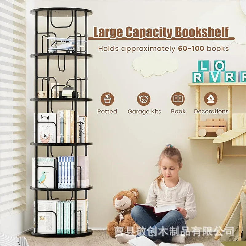 360° Rotating Floor-standing Circular Storage Bookshelf Children's Picture Book Storage Rack Book Shelf Furniture Kids Bookshelf 1