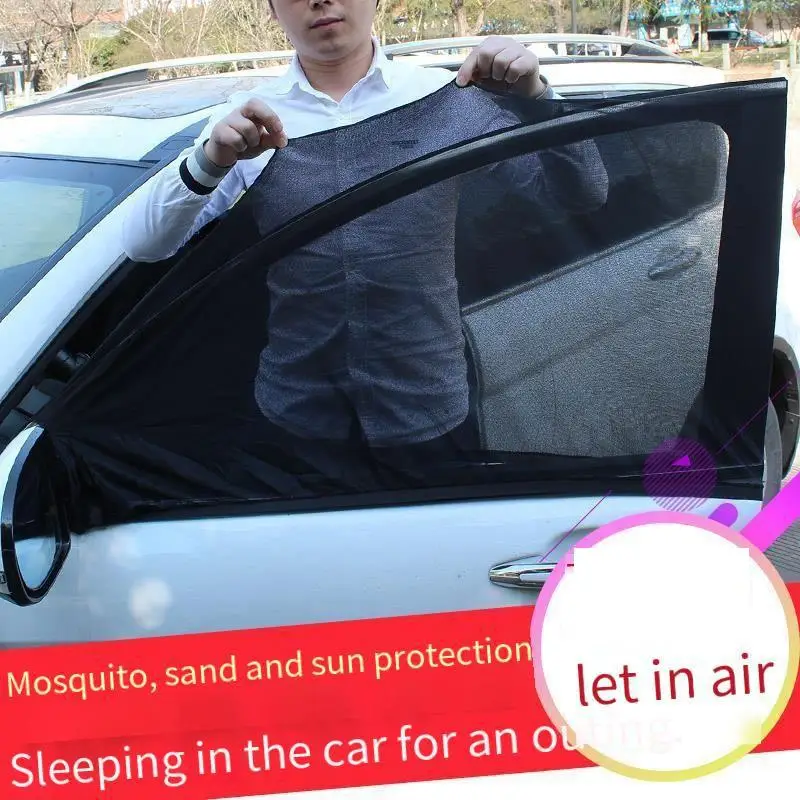 

2pcs Car Sunshade, Mosquito Net, Gauze Car Curtain, Window Screen, Car Sunscreen, Heat Insulation, Car Sunshade