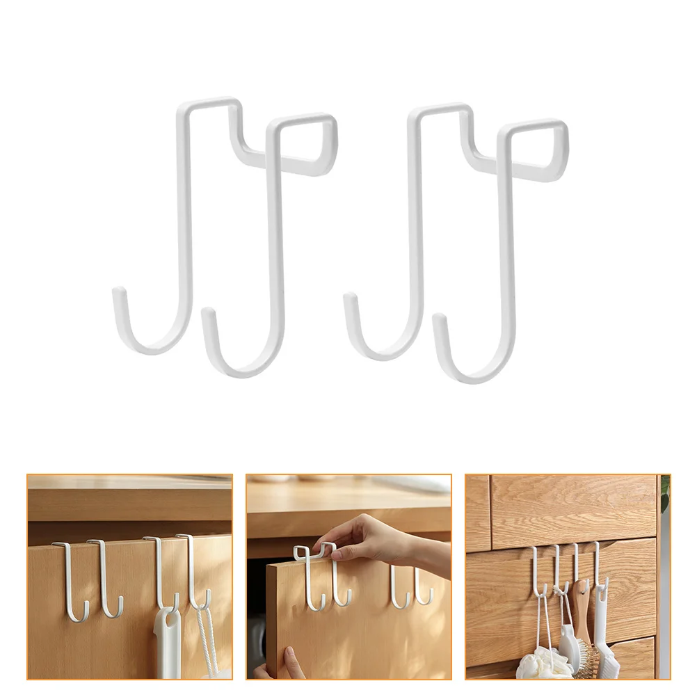 2 Pcs Stainless Steel Hooks Double Row Hangers Punch Free Bag Hooks Door Household Clothes Practical Coat Wall