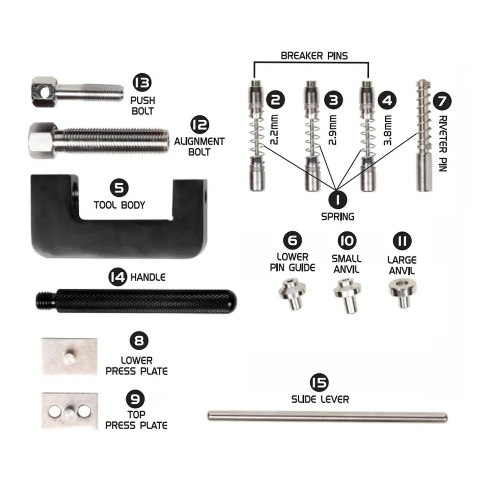 12 Pcs Universal Motorcycle Chain Cutter Breaker Riveting Tool Set Storage Box For ATV Dirt Bike