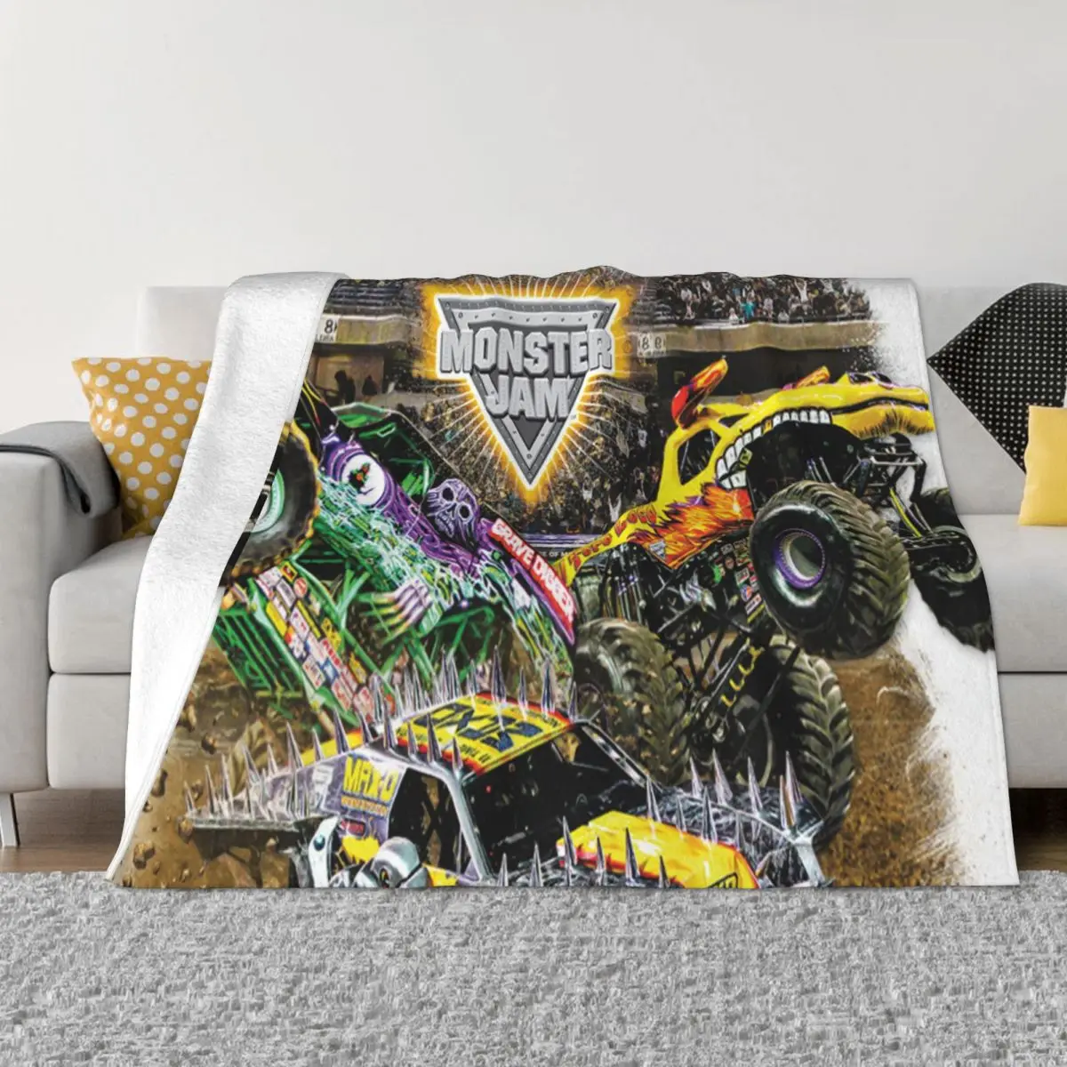 

Monster Jam Blankets Coral Fleece Plush All Season Cartoon Truck Breathable Throw Blankets for Bedding Outdoor Bedspreads