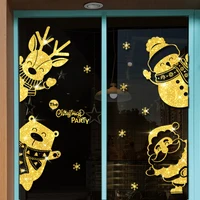 Christmas Window Decals Decoration Glass Door Double Printed PVC Stickers Xmas Reusable Static Santa Claus Snowflakes Home Decor