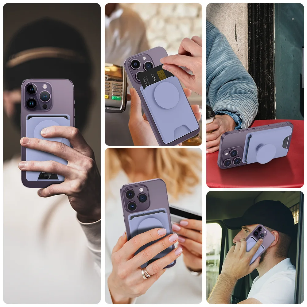 For Magsafe Wallet Stand Magnetic Card Holder For iphone12 Pro 13 14 Pro Max Phone Wallets Stick On Sleeve Back max tape wallet