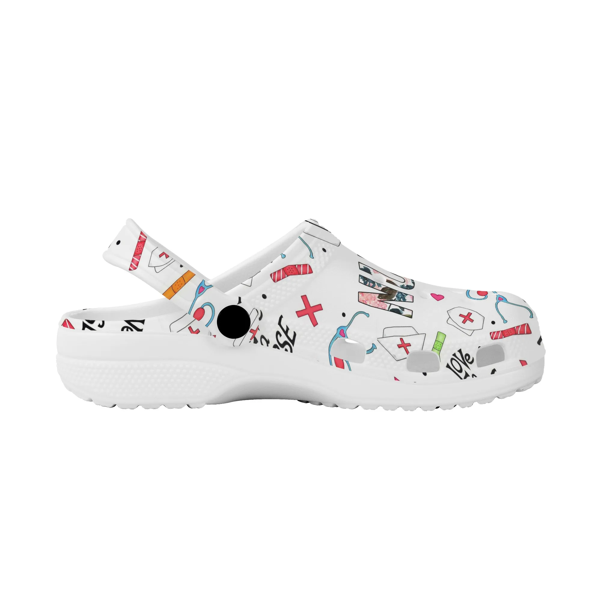 Fashion Medical Equipment Printed Nursing Shoes Summer Non-slip Breathable Nurse Slippers Soft Sole Casual Flat Sandals Slides