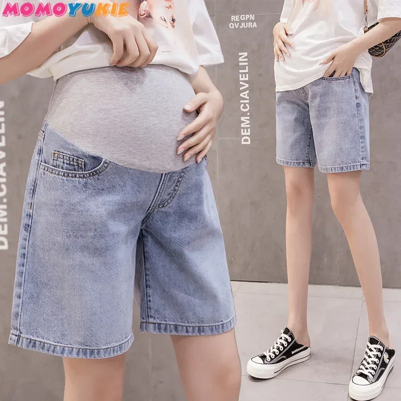 Short de maternité en Denim à la mode, vêtement d'été en coton, court Slim, serré, troué, élastique, pantalon de maternité