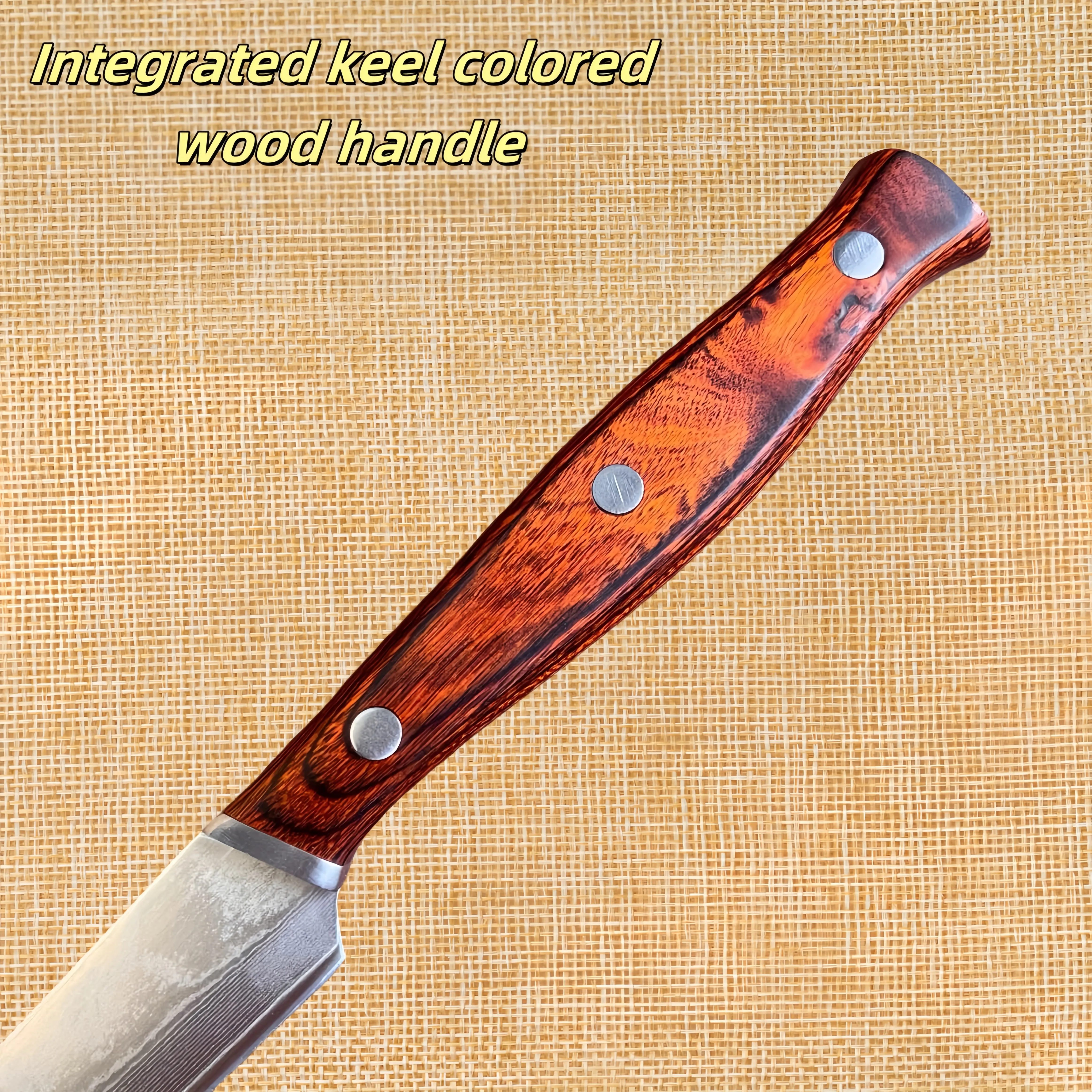 Damascus Steel VG10 Steak Knife - Premium Wood Handle Chef Cutlery with Sheath
