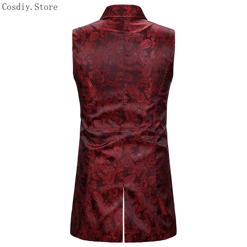 Herren Steampunk Gothic Weste - Brokat Smokingweste Mittelalter Kostüm