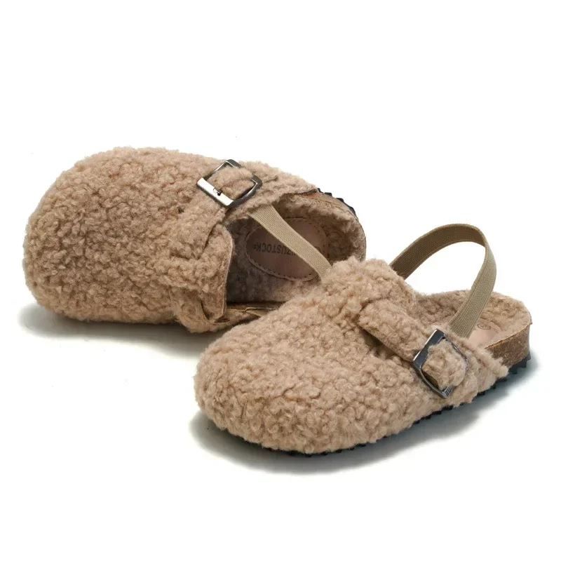 Children's Fleece Elastic Clogs Baby Boys Girls Plush Slipper,Winter Warm Soft Sole Shoes,Anti-Slippery Footwear 3