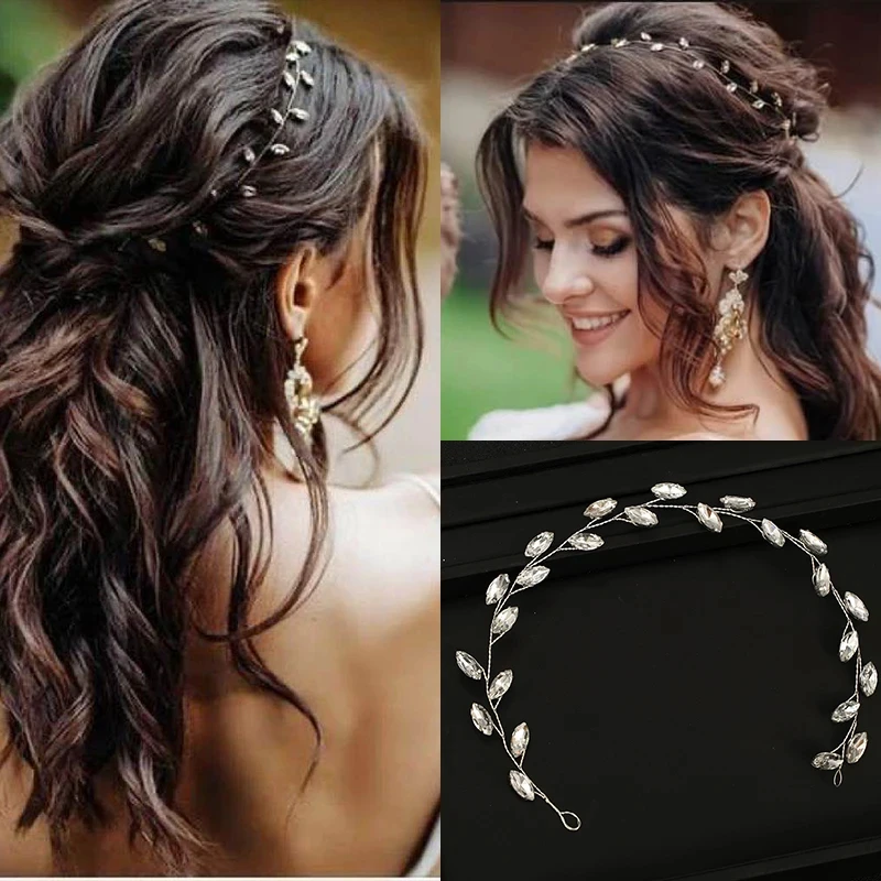 Silver Color Bridal Tiaras Headbands For Wedding Handmade Cheaper Crystal Women Hair Jewelry Girls Headpiece Headdress hair accessories bridal hair accessories crown headband