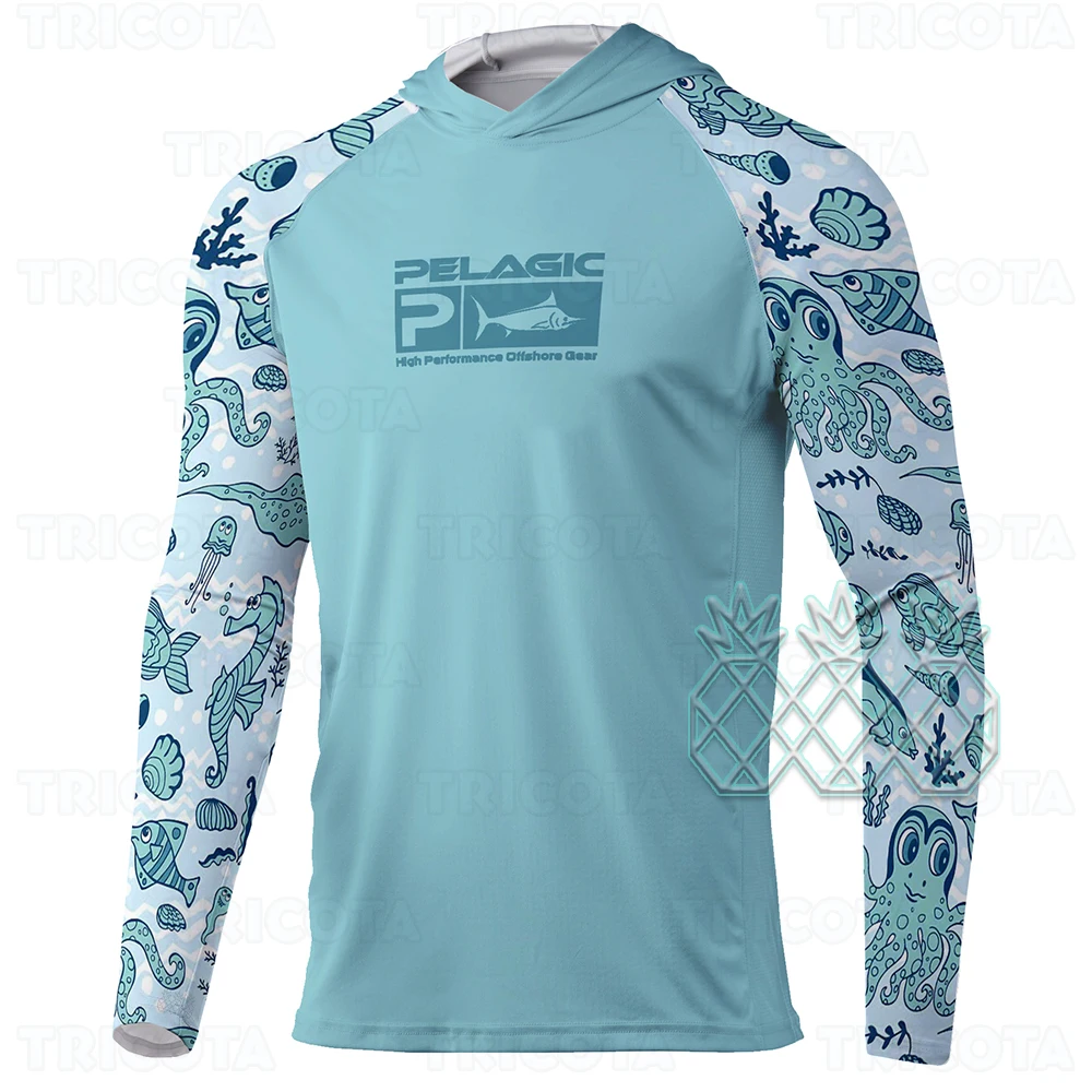 PELAGIC Fishing Shirts Upf 50+ Long Sleeve Hooded Clothing Camisa