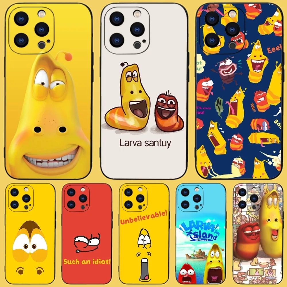 

L-Larva Phone Case For iPhone 15,14,13,12,11 Plus,Pro,Max,XR,XS,X,7,8 Plus,SE,Mini Black Silicone Soft