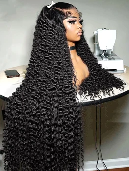 Deep Wave Lace Front Wigs Human Hair 6x4 HD Transparent Deep Curly Lace Front Wig for Women 200 Density Curly Wig with Baby Hair 1