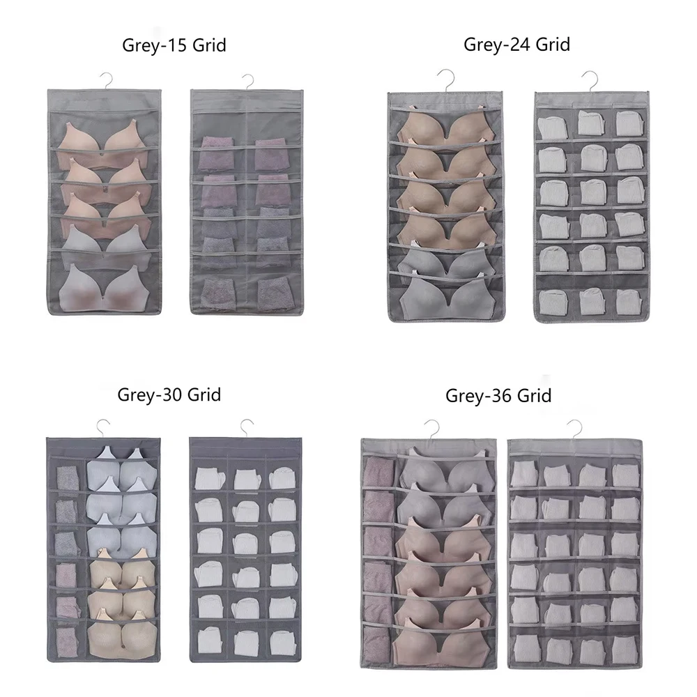 Örgü Cepler ve Dönen Metal Askı ile Dolap Asılı Organizatör, Çift Taraflı Duvar Raf Dolap Saklama Torbaları