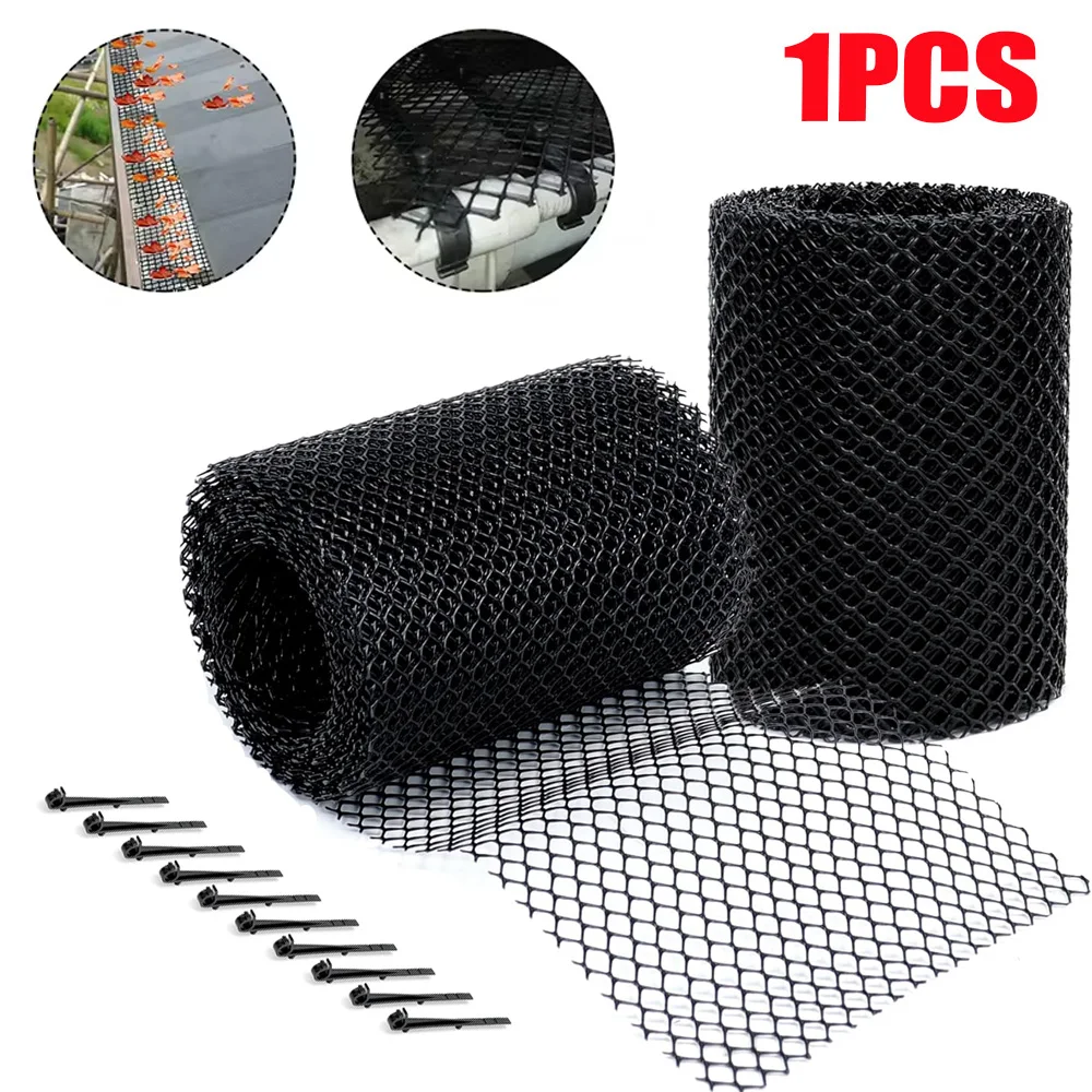 1 Packs Gutter Leaf Guard Plastic Gutter Guard Mesh Roll 6&rdquo; X 20Ft Rain Gutter Leaf Guard-Stop Clogged Gutters-with 20 Clip Fixed Hooks