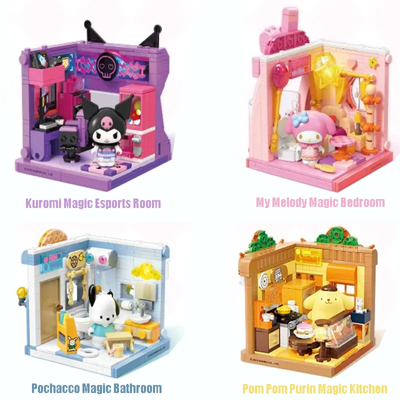 

Kawaii Sanrio Hello Kitty Kuromi My Melody Cinnamoroll Incredible Building Block Doll Toy Cute DIY Girls' Family Play Ornament