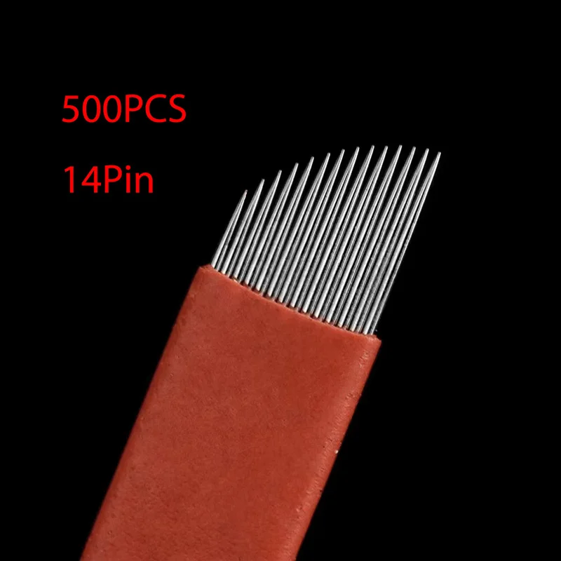 

500pcs 0.18mm Lamina Tebori Flex Microblading 14 Flex U shape Tattoo needles for Permanente makeup Eyebrow Blades Manual pen