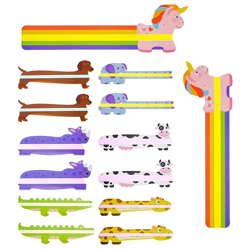 16 Pieces Cartoon Patterned Guided Reading Strips Teacher Special Education Classroom Supplies Sentence Strips for Kids Overcoming Dyslexia Colored Highlighter Bookmarks 