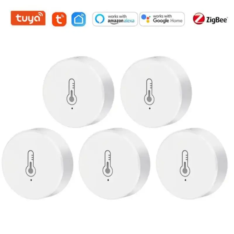 

1-5PCS ZigBee Tuya Smart Temperature And Humidity Sensor Indoor Thermometer Monitor App Control Via Alexa Google Home Smart Life