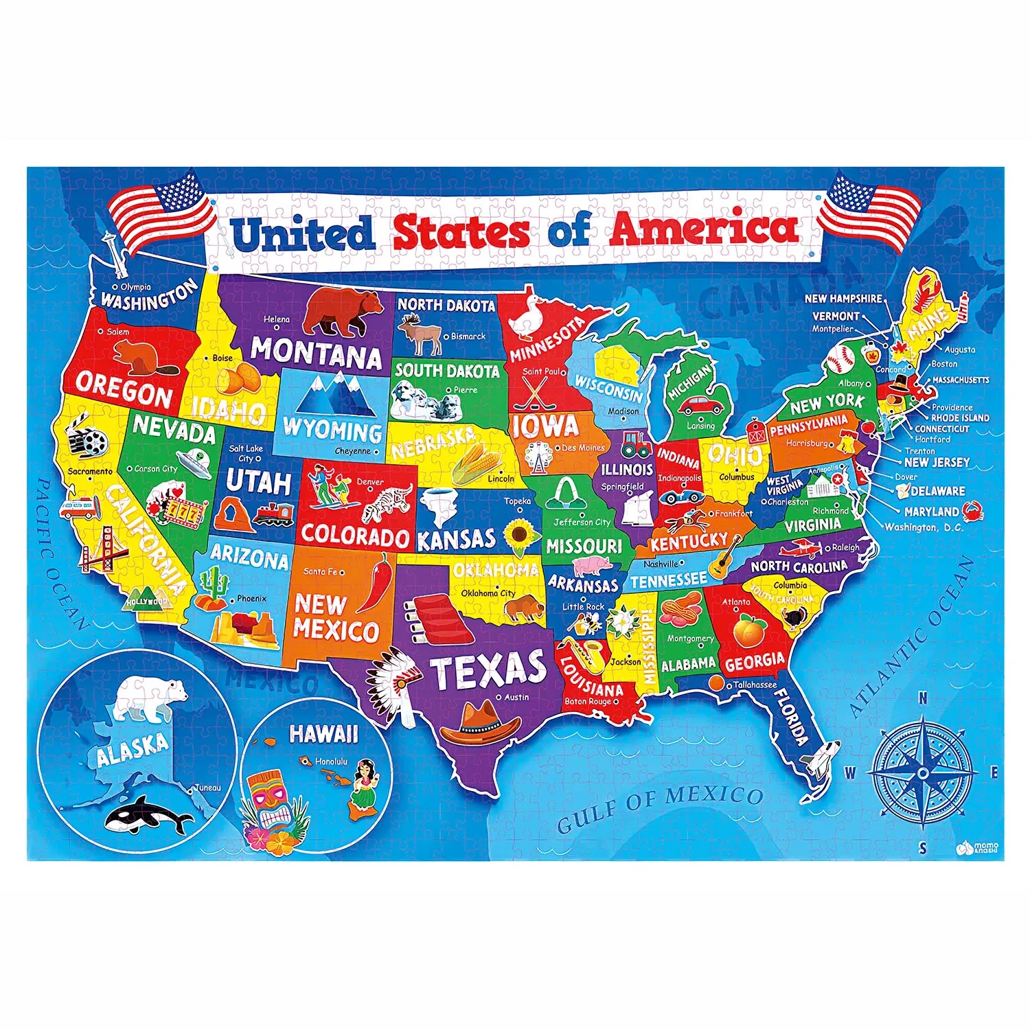 1000pcs United States of America Jigsaw Puzzles for Adults Home Decor Games Family Fun Floor Puzzles Educational Toys for Kids 3