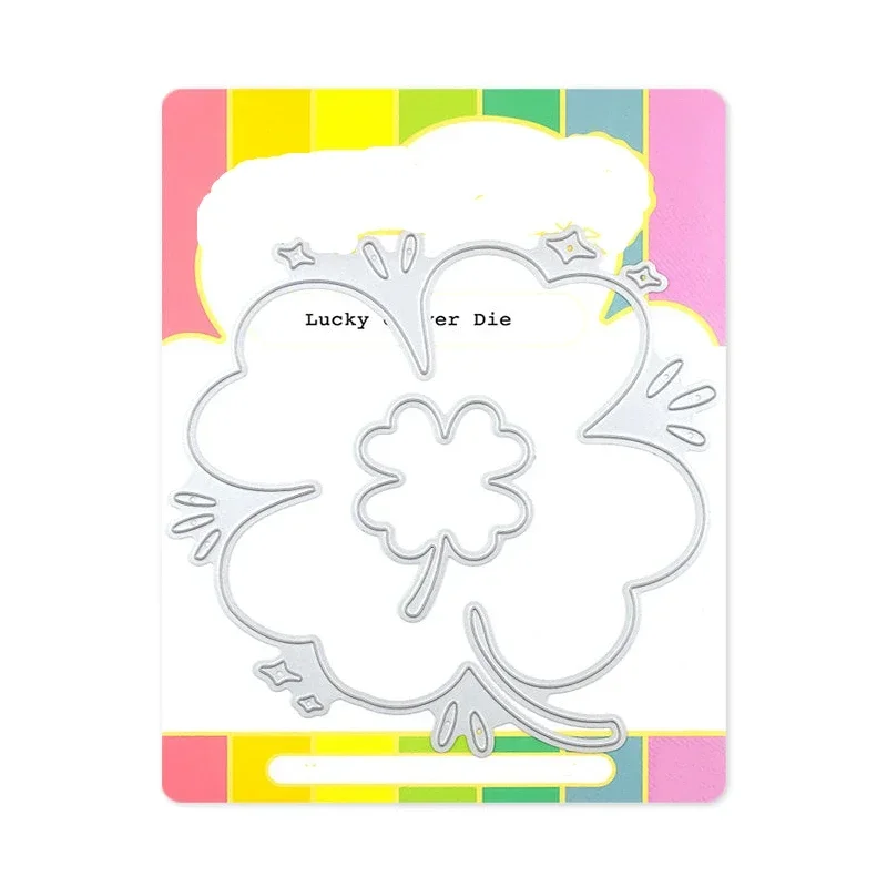 2024 New Lucky 4-Leaf Clover Metal Cutting Dies E Hot Foil Plate Set Scrapbooking Per Craft Biglietto Di Auguri Senza Timbri