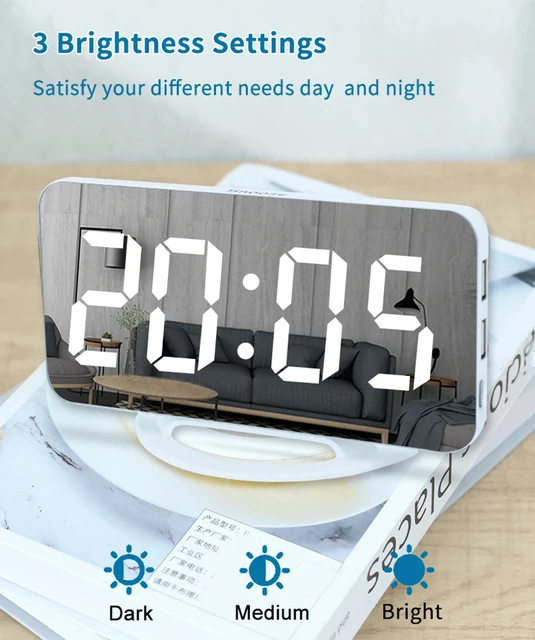 Jsdoin Sveglia Digitale LED - Con Temperatura, 3 Sveglie, USB/Batteria, Oscuramento Notturno - Foto 8