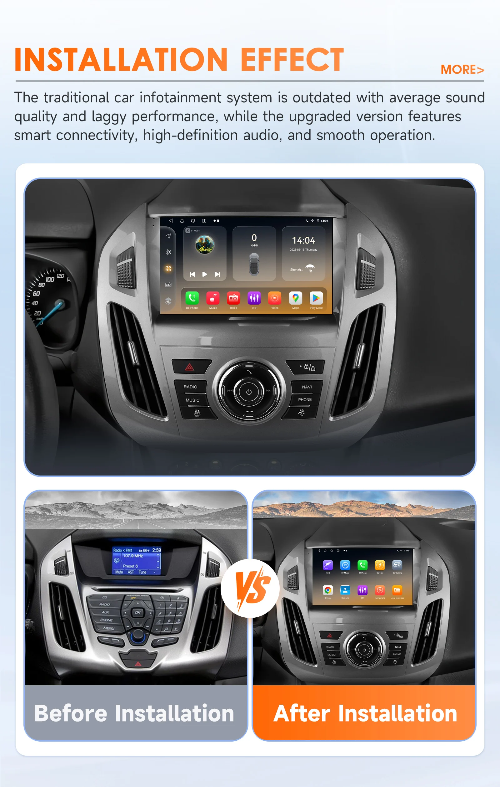 8Core Carplay Android 14 Autoradio für FORD Transit Tourneo Connect 2013 - 2016 2017 2018 Multimedia-Player 360 Kamera 9"Bildschirm – Detail 5