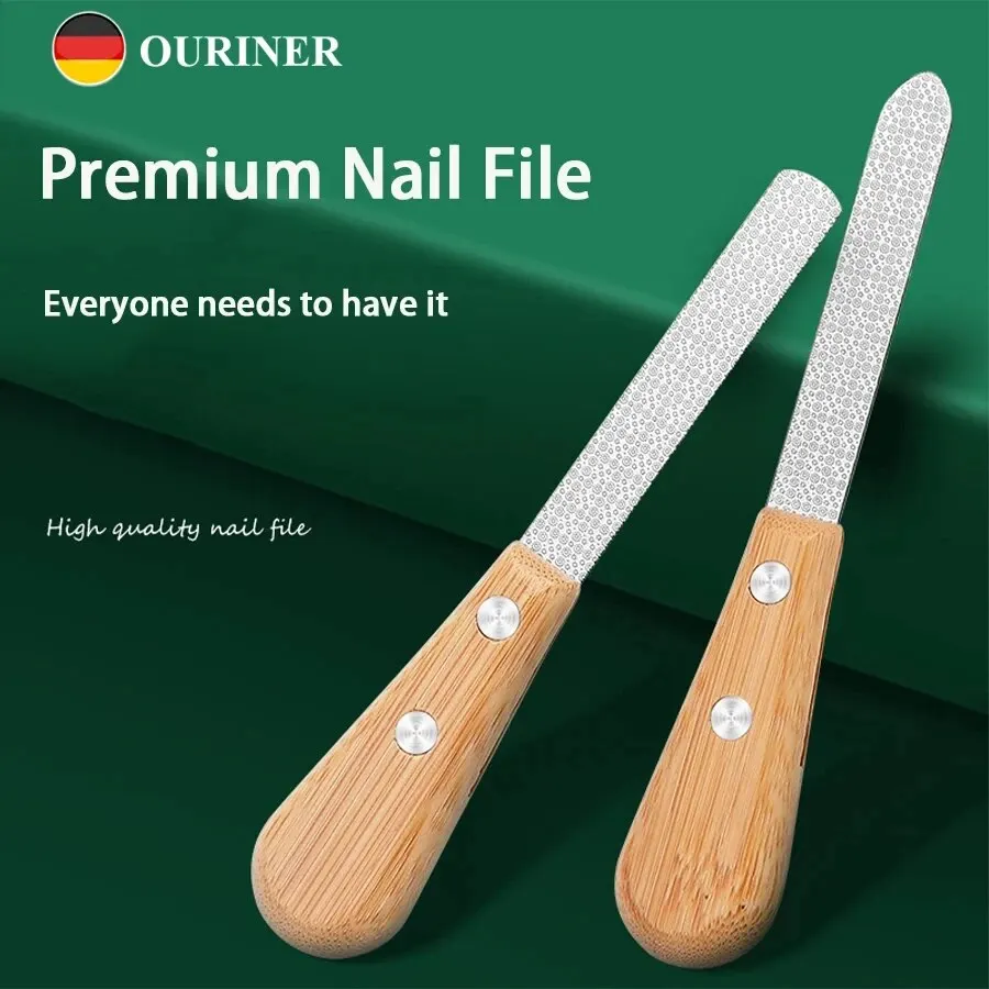 Dwustronny pilnik do paznokci ze stali nierdzewnej z bambusową rączką Narzędzie do polerowania paznokci Narzędzie do polerowania Wysokiej klasy manicure do polerowania paznokci