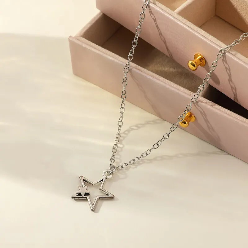Täglicher Schmuck Machen Sie eine modische Vintage-Pentagramm-Anhängerkette aus schwarzem Seil_voghion.com