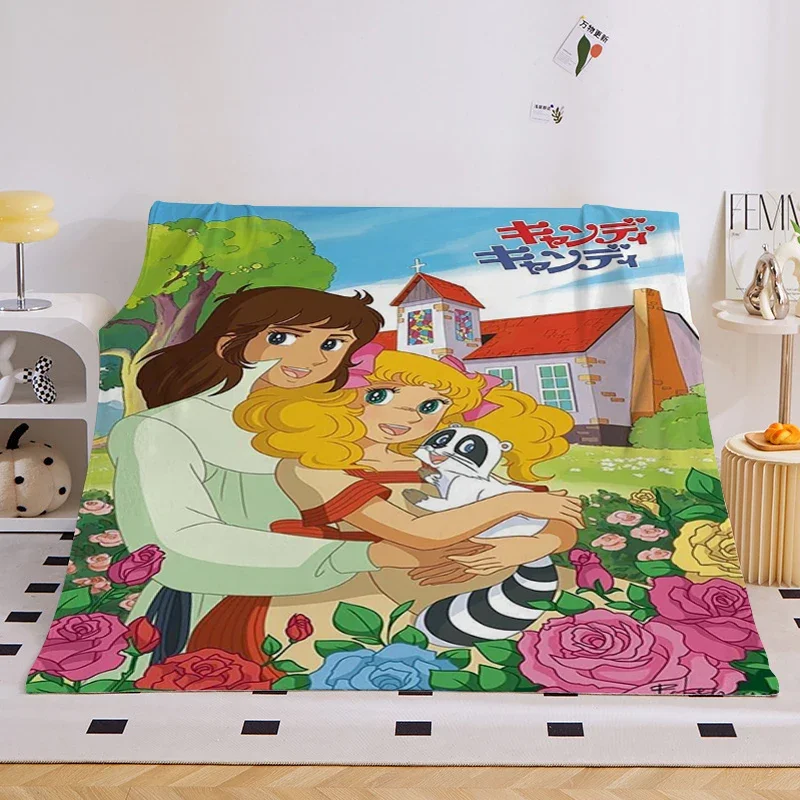 Anime Sofa Blankets for Winter B-Candy B-Candy Cute Microfiber Bedding Warm Bed Fleece Camping Fluffy Soft Blankets King Size 3