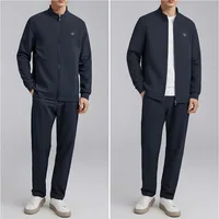 High-end four-sided men's casual coat autumn high-end fashion elastic stand collar cardigan sport suit men 2