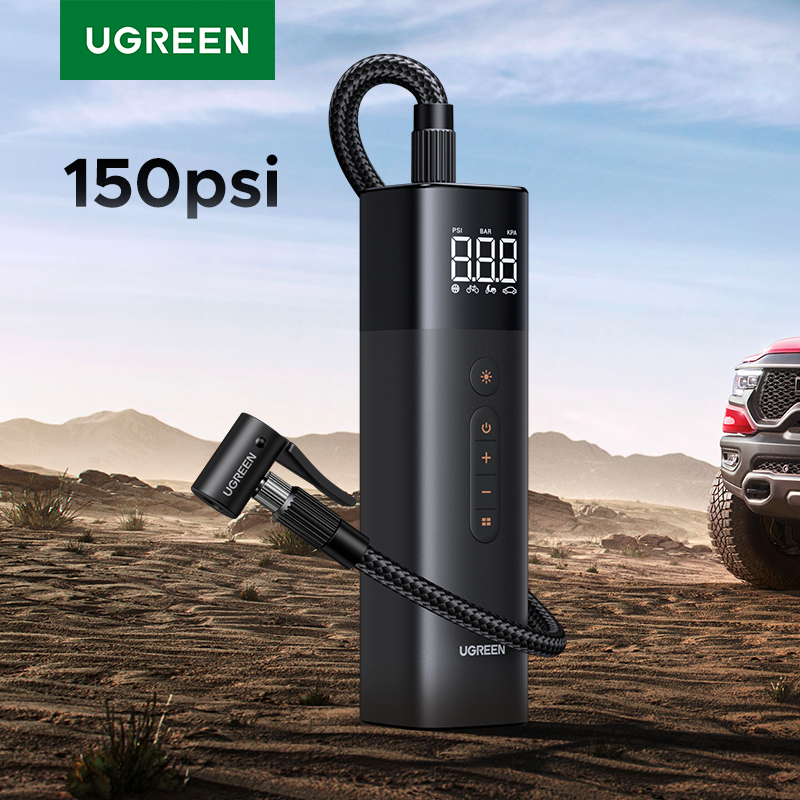 UGREEN Car Air Pump Portable Air Compressor for Car Motorcycles Bicycle Electric Tire Inflator with LCD Digital Display