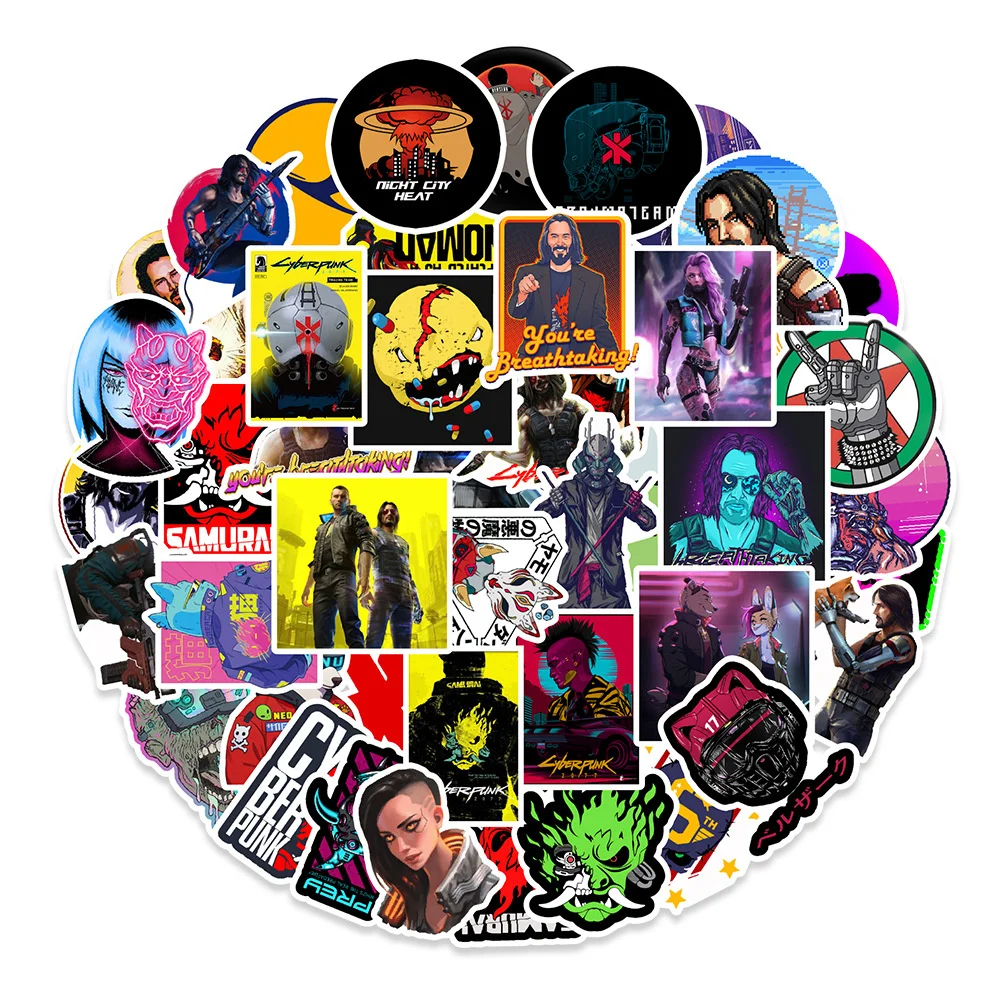 

10/30/50PCS New Cyberpunk Style Game Character Sticker for Luggage Laptop IPad Gift Journal Cup Waterproof Sticker Wholesale