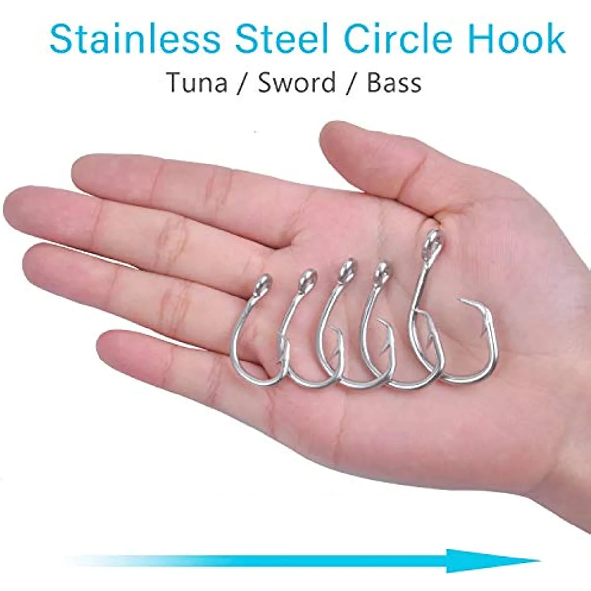 50PCS Circle Hooks Stainless Steel Fishing Hooks Saltwater 3X Strong Big  Game Fish Hooks for Catfish Bass Tuna 8/0-15/0