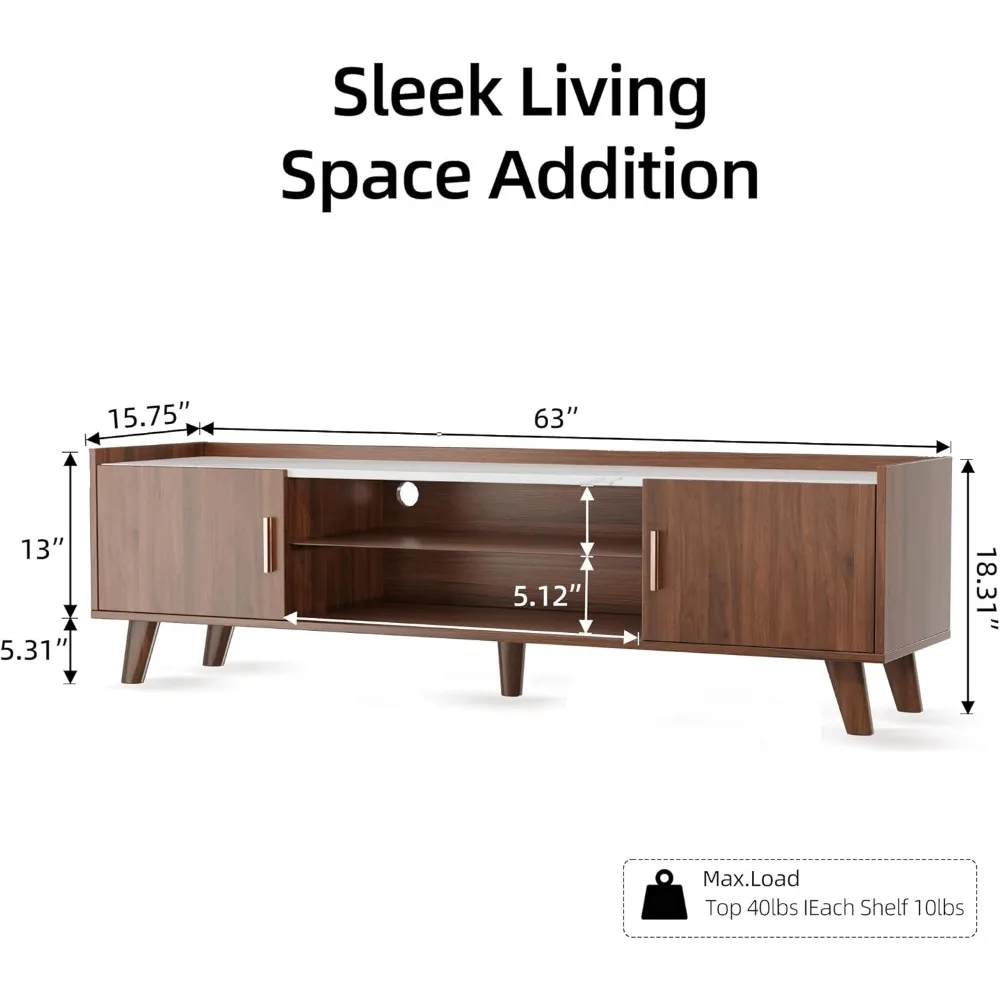 Mid Century TV Stand and Coffee Table Set of 2 65" Modern High Gloss Entertainment Center LED 47.2" Center Table drawers