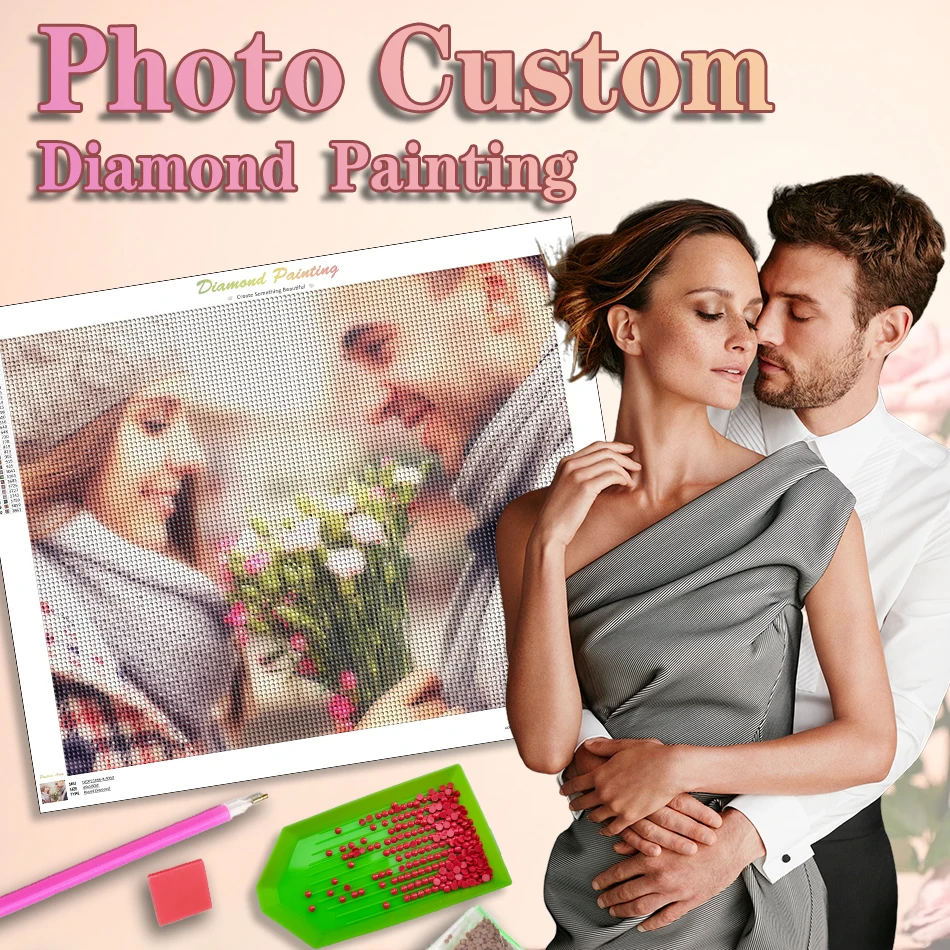 Diamond Painting GATYZTORY DIY PHOTO Diamond Painting Picture of Rhinestones Diamond Embroidery Beadwork 5D Cross Stitch 5D Home Decor diamond art painting kit diamond painting set diamond painting
