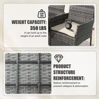 3-Piece Outdoor Patio Furniture Set with Glass Table, Wicker Chairs, and Cushions (Gray & Beige) 3