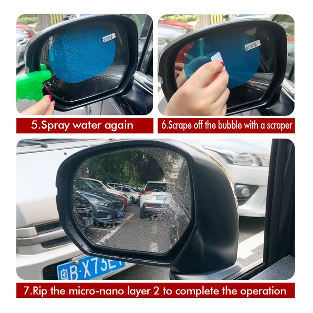Car Rearview Mirror Film Side Window Rainproof Clear Film 2Pcs Anti Fog Window Mirror Protective Sticker Car Accessories 6